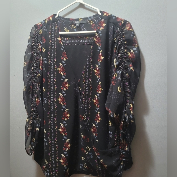 Guess Black Sheer Floral Blouse M - Picture 2 of 8